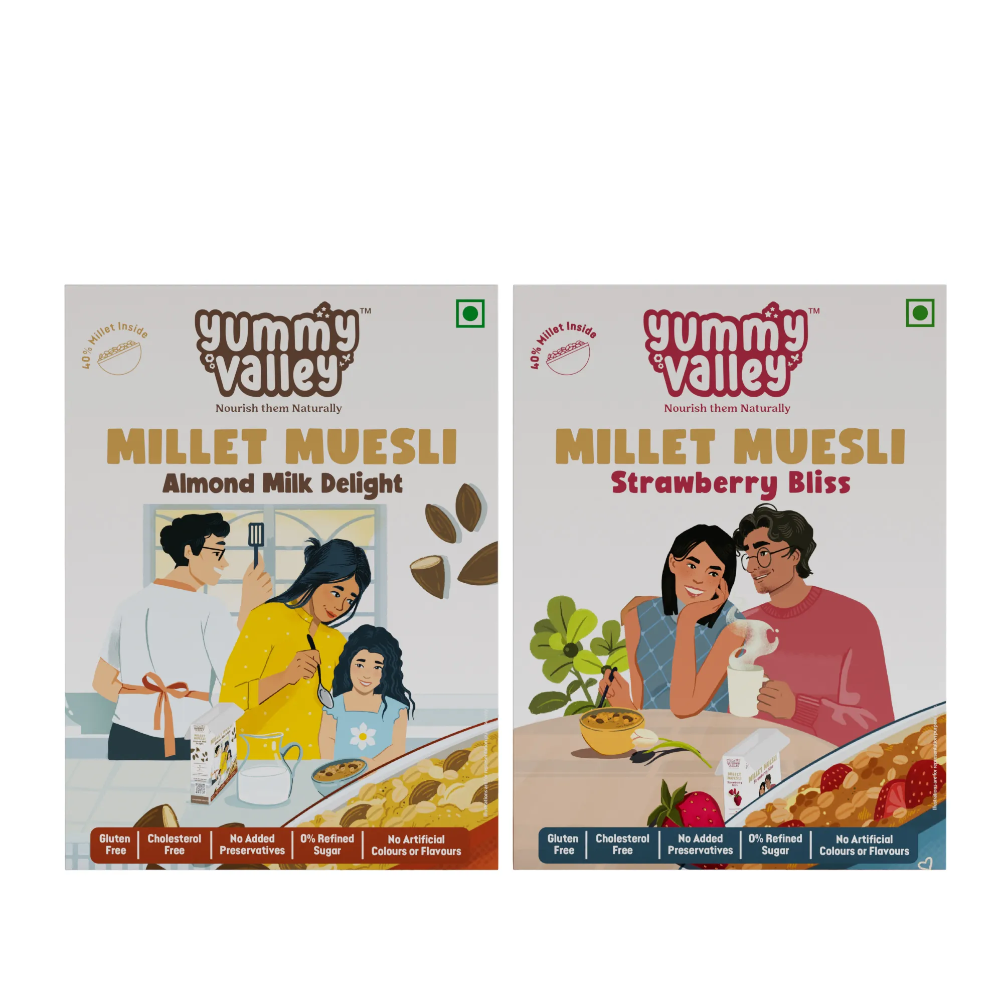 Strawberry Bliss Millet Muesli + Almond Combo